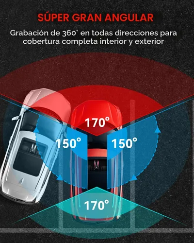 Miniatura 7 de Cámara de tablero N5 PRO 4K de 4 canales, vista panorámica de 360°, trasera e interior de 1080P, WiFi 5G 6 - hasta 10MB/s, GPS integrado, visión