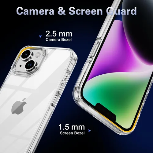 Miniatura 7 de Funda transparente para iPhone 13 con protector de pantalla y protector de lente Protección de grado militar 3 en 1, compatible con iPhone 13