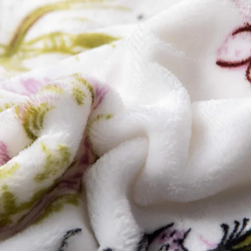 Miniatura 5 de DaDa Bedding - Manta de forro polar de visón sintético con estampado floral morado, franela de felpa ultrasuave, estampado de pájaros de jardín
