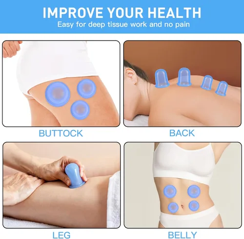 Miniatura 2 de Juego de terapia de ventosas de silicona, kit de ventosas para terapia de masaje, juego de ventosas para eliminar la celulitis, masajeador de copa