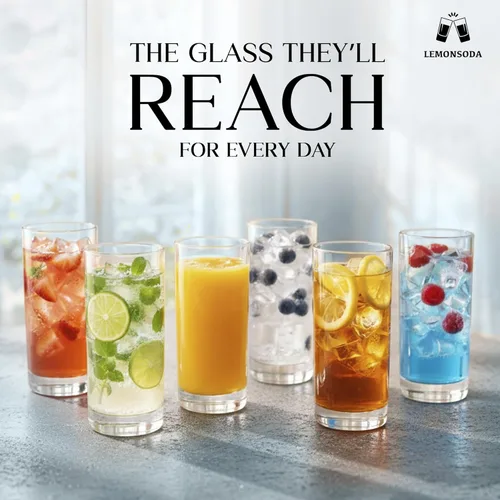 Miniatura 5 de LEMONSODA Juego de vasos Highball prémium de 12 oz/15 onzas, elegantes vasos Tom Collins, vasos altos para beber agua, cristalería de bar
