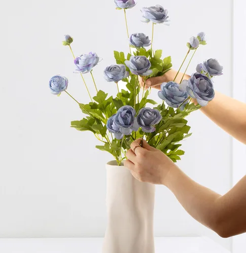 Miniatura 3 de Flores artificiales de seda, ranúnculo, flores falsas, 5 unidades, adecuadas para decoración de núcleos, creación floral de boda, arreglo floral
