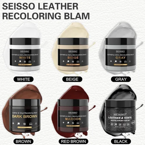 Miniatura 10 de SEISSO Bálsamo de recoloración de cuero, kit de reparación de cuero para muebles, removedor de rayones de cuero, restaurador de color de cuero