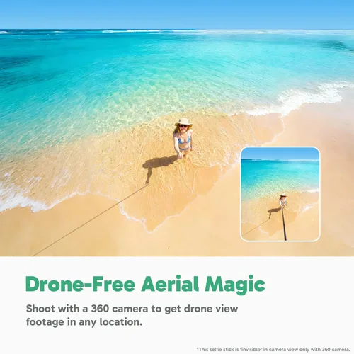 Miniatura 4 de AKASO Palo selfie invisible de 118"/3 m, poste de extensión de fibra de carbono para Insta360 X5/X4/X3, DJI Osmo 360, GoPro Hero 13/12/11, AKASO