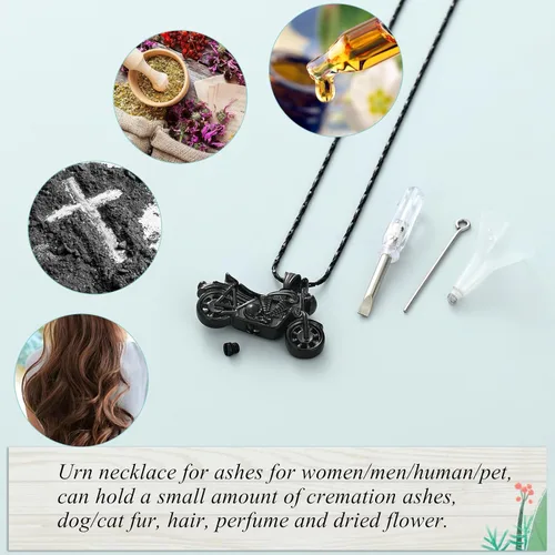 Miniatura 27 de Imrsanl Joyería de cremación para cenizas, motocicleta, automóvil pequeño, collar de urna de tractor para cenizas para hombres, recuerdo