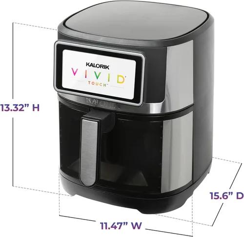 Miniatura 9 de Kalorik - Freidora de aire de la serie VIVID TOUCH, capacidad de 7 cuartos de galón con pantalla táctil de alta resolución, 200 preajustes