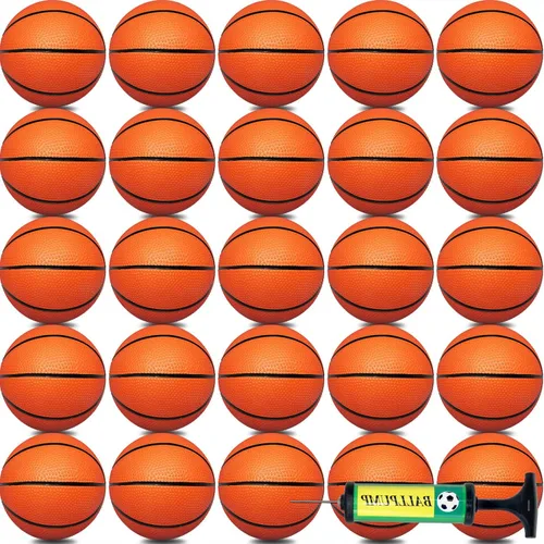 Miniatura 8 de Oleitodh Juego de 15 mini pelotas de baloncesto de 6 pulgadas a granel con bomba, pelotas de baloncesto pequeñas de PVC para juegos de aro sobre