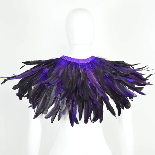 Miniatura 5 de Feather Shawl for Women - Crow Feathers Collar Halloween Swan Cape Maleficent Witch Costume Accessories