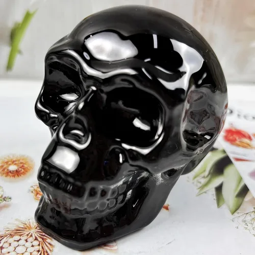 Miniatura 24 de Estatuas de cabeza de calavera de cristal, figuras de calavera K9, piedras preciosas de calavera de cristal, decoración de Halloween, regalos