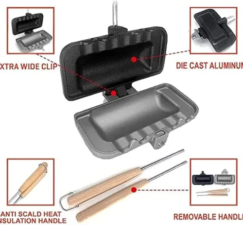 Miniatura 3 de Sartén para sándwiches de doble cara, antiadherente, plegable, para pan, tostada, desayuno, panqueques, herramientas de cocina