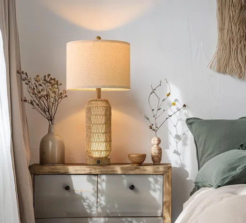 Miniatura 6 de OYEARS Lámparas de mesa de 22.5" para sala de estar, juego de 2 lámparas boho para dormitorios, lámpara de mesita de noche para veladores, lámpara