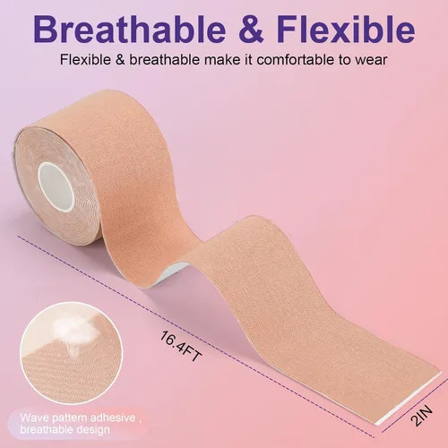 Miniatura 4 de Kit de cinta adhesiva para senos Boobytape para levantamiento de senos con 1 cinta corporal, 2 pétalos de pecho de silicona, 12 calcomanías