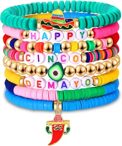 Miniatura 268 de Surfer Heishi - Pulseras apilables para mujer, apilables, de vinilo arcoíris, disco de arcilla, pulseras elásticas para la amistad, joyería bohemia