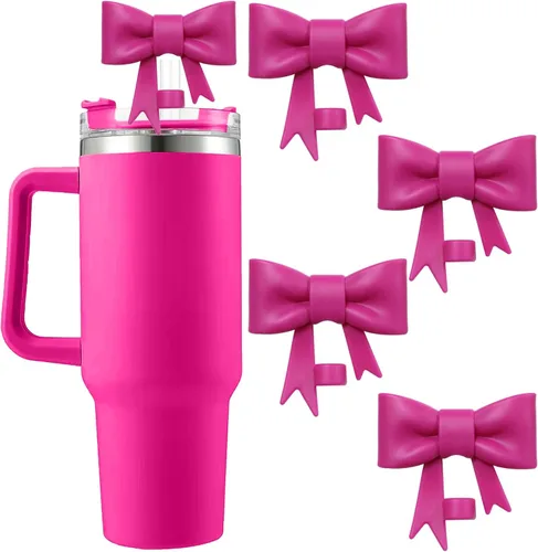 Miniatura 18 de 6 piezas de cubiertas de pajita de silicona para vasos Stanley de 40/30 oz 10 mm (0.4 pulg) cubiertas de pajita a prueba de polvo con diseño