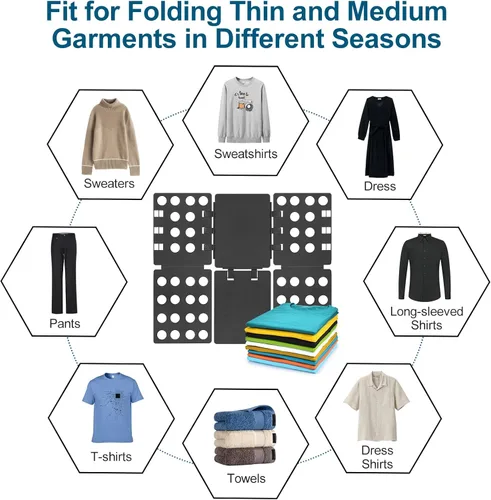 Miniatura 3 de Sealegend V1 - Tabla plegable para ropa para adultos, carpeta de camisas de plástico duradero, carpetas de lavandería rápida, color negro