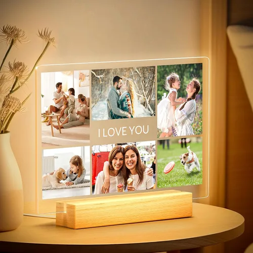 Miniatura 2 de Greysky Marcos de fotos personalizados con foto, marco de fotos personalizado con luz nocturna, marco de fotos personalizado, regalo personalizado