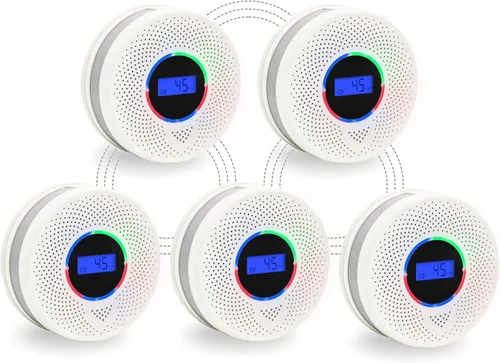 Miniatura 9 de Detector inalámbrico interconectado de humo y monóxido de carbono de 10 años con batería, alarma inteligente de humo y CO con pantalla digital