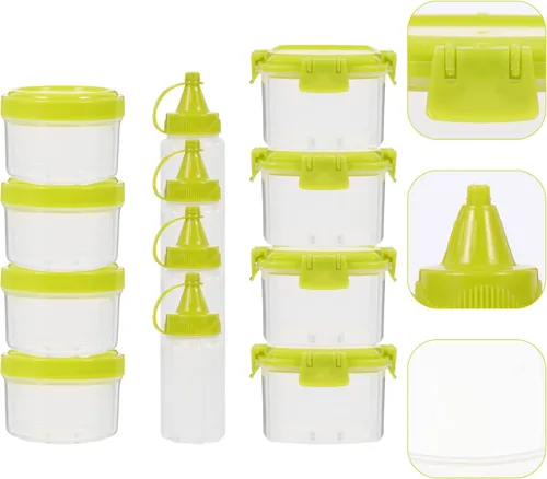 Miniatura 9 de Luxshiny Juego de 12 cajas de salsa, contenedores reutilizables para condimentos, botella de exprimir reutilizable, mini botellas de salsa