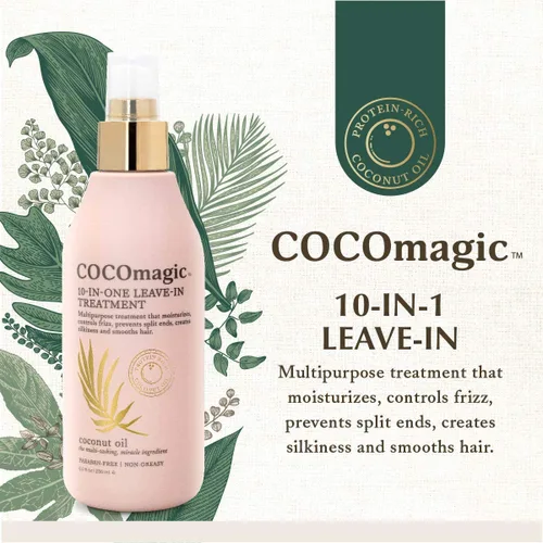 Miniatura 3 de Cocomagic Tratamiento capilar sin enjuague 10 en 1 con aceite de coco, hidrata, desenreda, previene el encrespamiento, suaviza y crea sedosidad