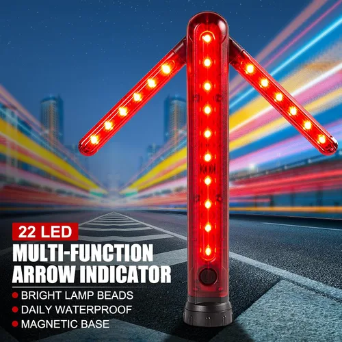 Miniatura 2 de Luz LED de seguridad vial ajustable de 45 grados, con flecha de giro, luz roja magnética, lámpara LED de seguridad de señal de tráfico