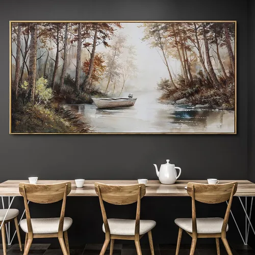 KLAKLA Arte de pared enmarcado vintage, pinturas con marco lienzo, decoración de pared antigua, paisaje retro, árbol para sala de estar, impresiones