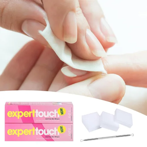 Miniatura 6 de 1300 piezas de removedor de esmalte de uñas de gel para arte de uñas sin pelusas, almohadilla de algodón con 2 piezas de cutícula de doble cabeza