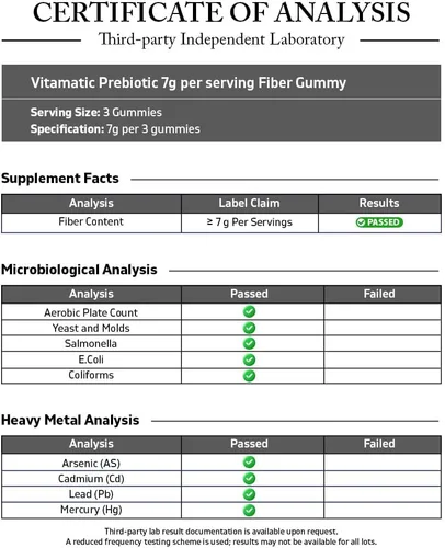 Miniatura 3 de Vitamatic Gomitas de fibra prebiótica para adultos – 7g de fibra por porción – 60 gomitas a base de pectina de fuerza extra, sin azúcar añadida