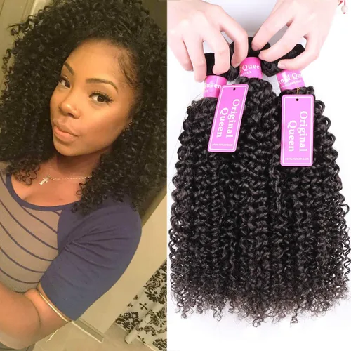 Miniatura 8 de Original Queen 100% Cabello Humano Brasilero Sin Procesar, Virgen, Rizado y Ondulado Tejido, 4 Paquetes de Extensiones de Cabello Rizado Profundo