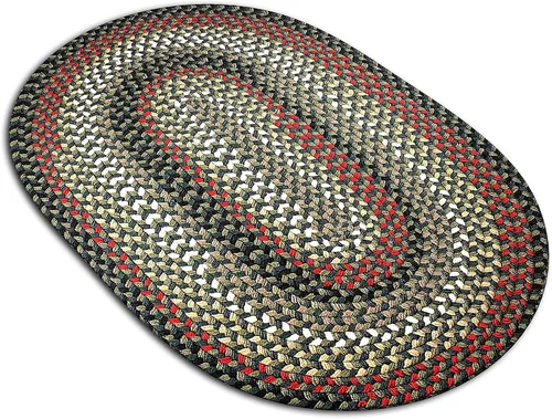 Rhody Rug Mayflower MF23 Verdant/Spruce - Alfombra trenzada ovalada de 4 x 6 pies, decoración del hogar, tapete de piso o alfombra de dormitorio, de