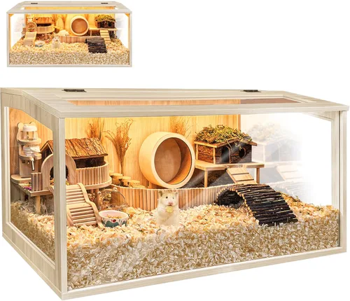 Miniatura 10 de Prolee Jaula para Hámster a Prueba de Masticación, Jaulas y Hábitats Grandes para Hámsteres de 32 Pulgadas, Jaulas para Cobayas con Tapa Abrible