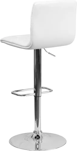 Miniatura 6 de Flash Furniture Taburete de bar contemporáneo de vinilo gris capitoné con botones y altura ajustable con base cromada