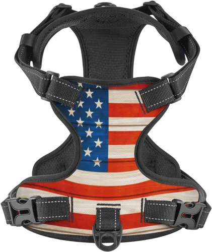 Miniatura 13 de 250th Patriotic Stars Flag Reflective Dog Harness No Pull Soft Vest Harness for Small Medium Large Dog Puppy Pets (Small Size)