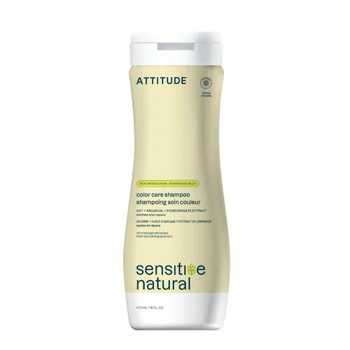 ATTITUDE Champú para el cabello para cuero cabelludo seco sensible, verificado por EWG, avena calmante, protege el color, ingredientes derivados