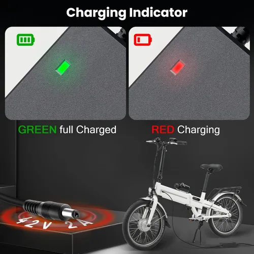 Miniatura 4 de Salida del cargador de batería de litio de 36 V 42 V 2 A para baterías de bicicleta eléctrica, cargador con conector jack DC2.1 (0.217 x 0.083 in)