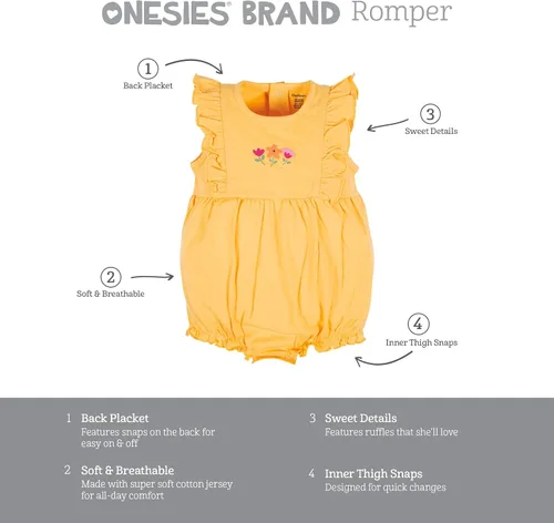 Miniatura 6 de Onesies Brand Paquete de 3 mamelucos para bebé niña