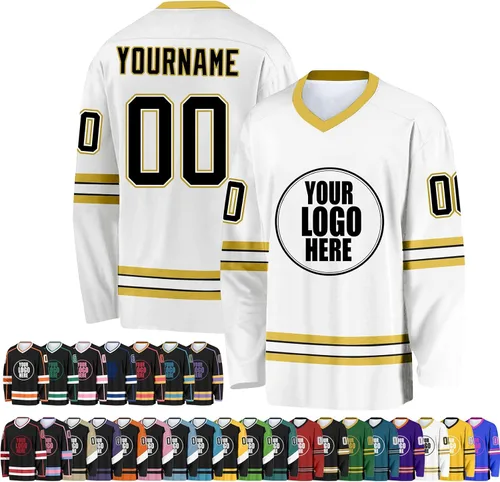 Miniatura 26 de Camiseta de hockey personalizada para hombres/mujeres/jóvenes/niños, nombre personalizado/número/logotipo de gran tamaño camiseta de entrenamiento