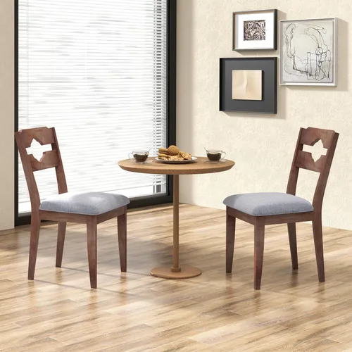 Miniatura 2 de GOFLAME Juego de 2 sillas de comedor tapizadas de tela con asiento acolchado, respaldo alto, marco de madera de goma, sillas laterales