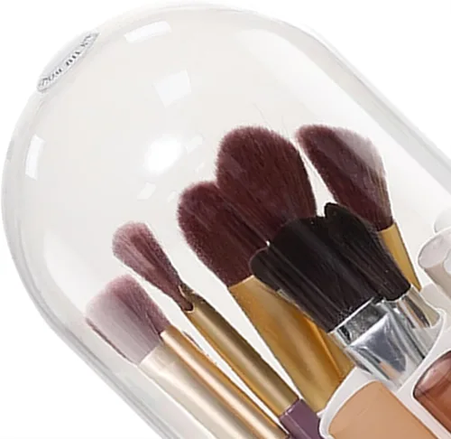 Miniatura 3 de Organizador de cosméticos de plástico para brochas de maquillaje, caja de almacenamiento giratoria para maquillaje, organizador de maquillaje