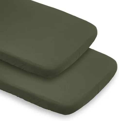 Sweet Jojo Designs Juego de 2 sábanas ajustadas para moisés de bebé (verde oscuro sólido) para niños/niñas, guardería de recién nacido, ovalada,
