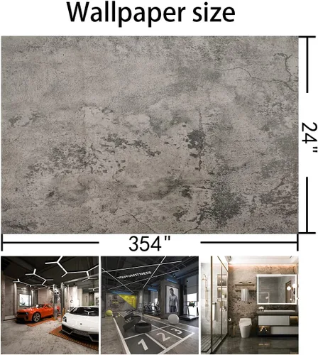 Miniatura 9 de BAYYA Papel tapiz de hormigón gris de 24x354 pulgadas en rollo, despegar y pegar, papel de contacto grueso texturizado gris, vinilo con aspecto