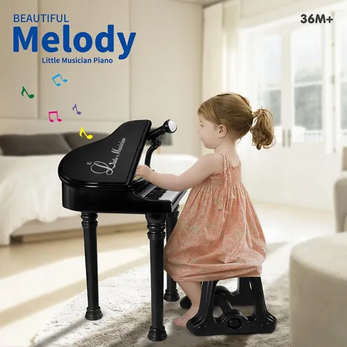 Miniatura 6 de Losbenco Juguete de teclado de piano para niños, instrumento musical electrónico para niños pequeños, juguete educativo con micrófono, múltiples
