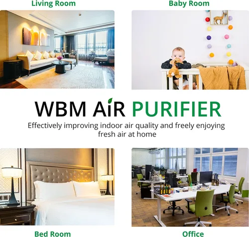 Miniatura 6 de WBM Smart Filtro de repuesto para purificador de aire auténtico, filtro purificador de aire HEPA 3 en 1, filtro de repuesto de carbón activado