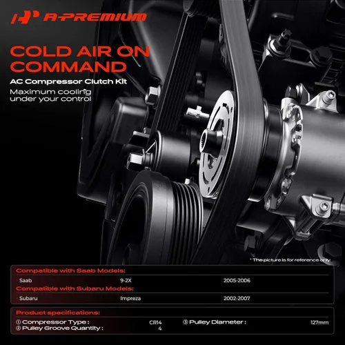 Miniatura 2 de A-Premium Kit de embrague de compresor de A/C para Subaru Impreza 2.0L 2.5L 2002-2007, apto para Subaru 9-2X 2.0L 2.5L 2005-2006