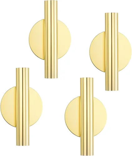 Miniatura 8 de PATIKIL Florero de tubo floral de metal montado en la pared, estante de florero de flores secas para decoración de exhibición, oro rosa