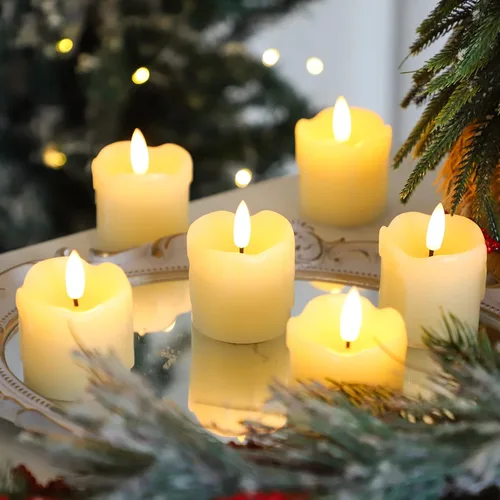Miniatura 9 de Lezonic - Velas votivas sin llama operadas por batería con control remoto y temporizador, paquete de 6 (D:2" X H:2") velas LED de cera fluctuante