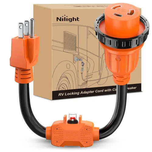 Miniatura 45 de Nilight - 50033R Adaptador de enchufe RV de 18 pulgadas, 50 amperios a 30 amperios, adaptador eléctrico de Dogbone de alta resistencia con mango 115G