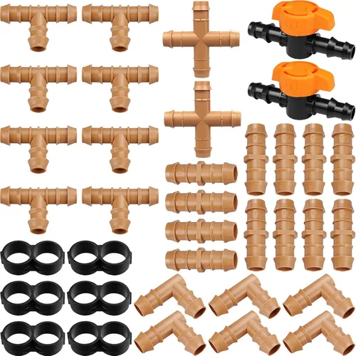 Miniatura 10 de 20 piezas de accesorios de riego por goteo conectores de acoplamiento para tubos de 1/2 pulgada, acopladores de púas por goteo para tubos de riego
