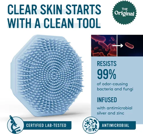 Miniatura 2 de Sud Scrub® Cepillo Exfoliante Facial de Silicona Antimicrobiana, 1 Paquete, Exfoliante Facial Suave para Piel Sensible, Cepillo de Limpieza Facial