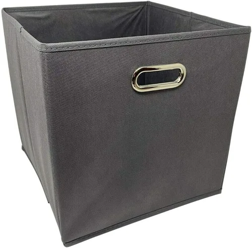 Miniatura 7 de Paquete de 6 cubos grandes de almacenamiento de tela, organizador de canastas de 13 x 13 x 13 pulgadas, color beige con asa de tela
