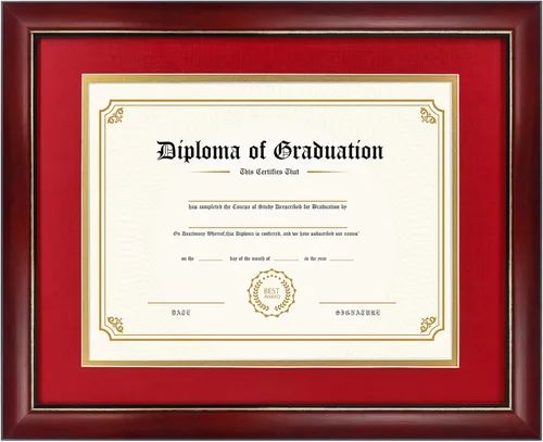 Miniatura 8 de GraduatePro Marco de diploma de certificado de 8.5 x 11, madera maciza y acrílico con protección UV, acabado cereza con ribete dorado